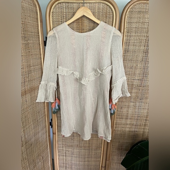 ZARA Tunic DRESS ECRU CROCHET Web Tassel - Picture 4 of 9